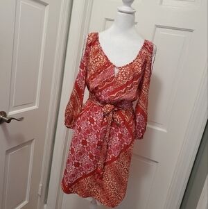 Yoana Baraschi Animal Print 100% Silk Dress Size 6, Belted, lightweight